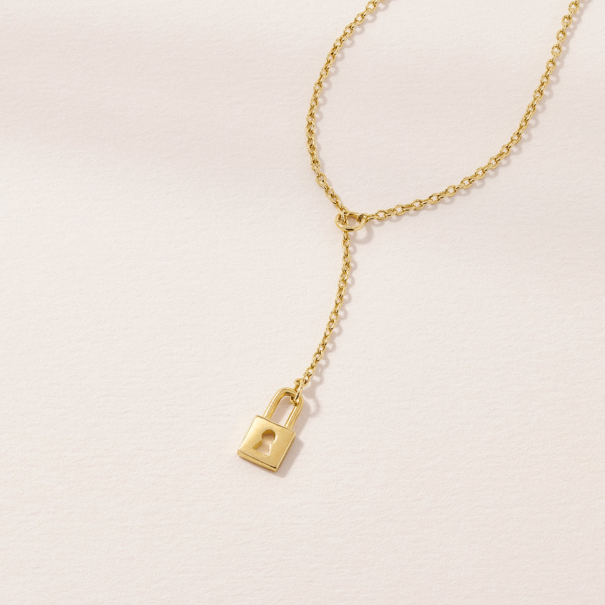 Tiny Lock Lariat Necklace