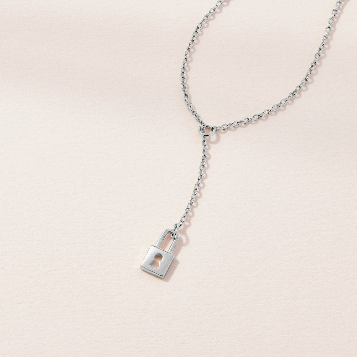 Tiny Lock Lariat Necklace