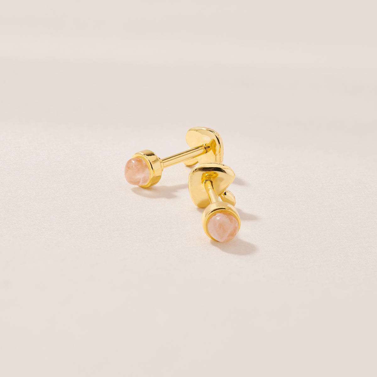 Twin Flame Studs Mushroom / Rose Quartz